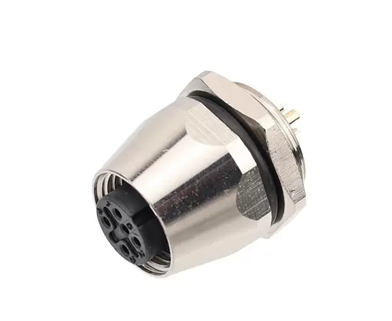 M12 Female Front Mount Socket (Solder, Screw PG9, Bullet Type)