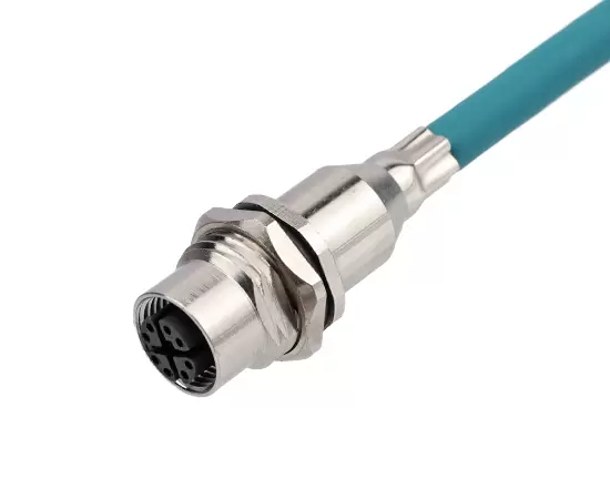 M12 Female Socket With Shielded Tube Wiring Harness 8X-code 1M 2M 5M Cable Length